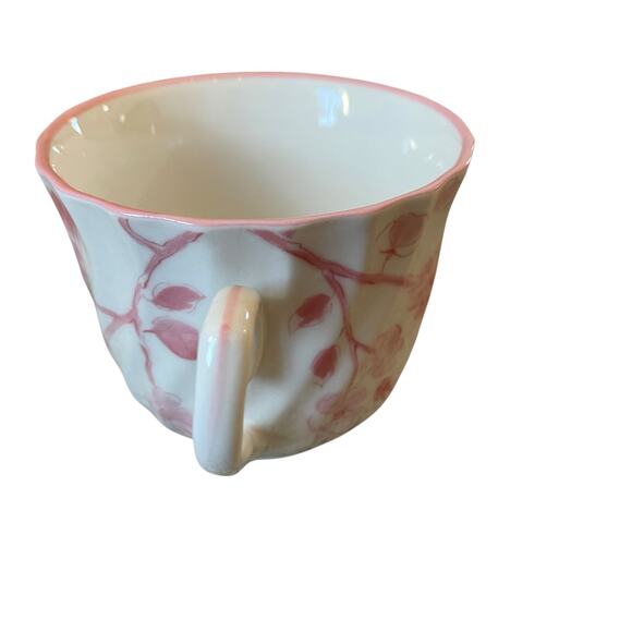 Grace Teaware Fine Porcelain Teacup & Snack Plate Set  Pink Floral and Bird NEW